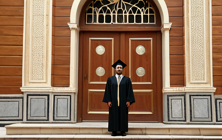 **

*   **Prompt:** A determined-looking Turkish law graduate standing before three imposing doors, labeled "Avukat" (Lawyer), "Hâkim/Savcı" (Judge/Prosecutor), and "Noter" (Notary). Sunlight streams dramatically from behind the "Hâkim/Savcı" door. A graduation cap sits slightly askew on their head. The scene should evoke a sense of ambition and the weight of choices. Style: realistic, dramatic lighting.

**